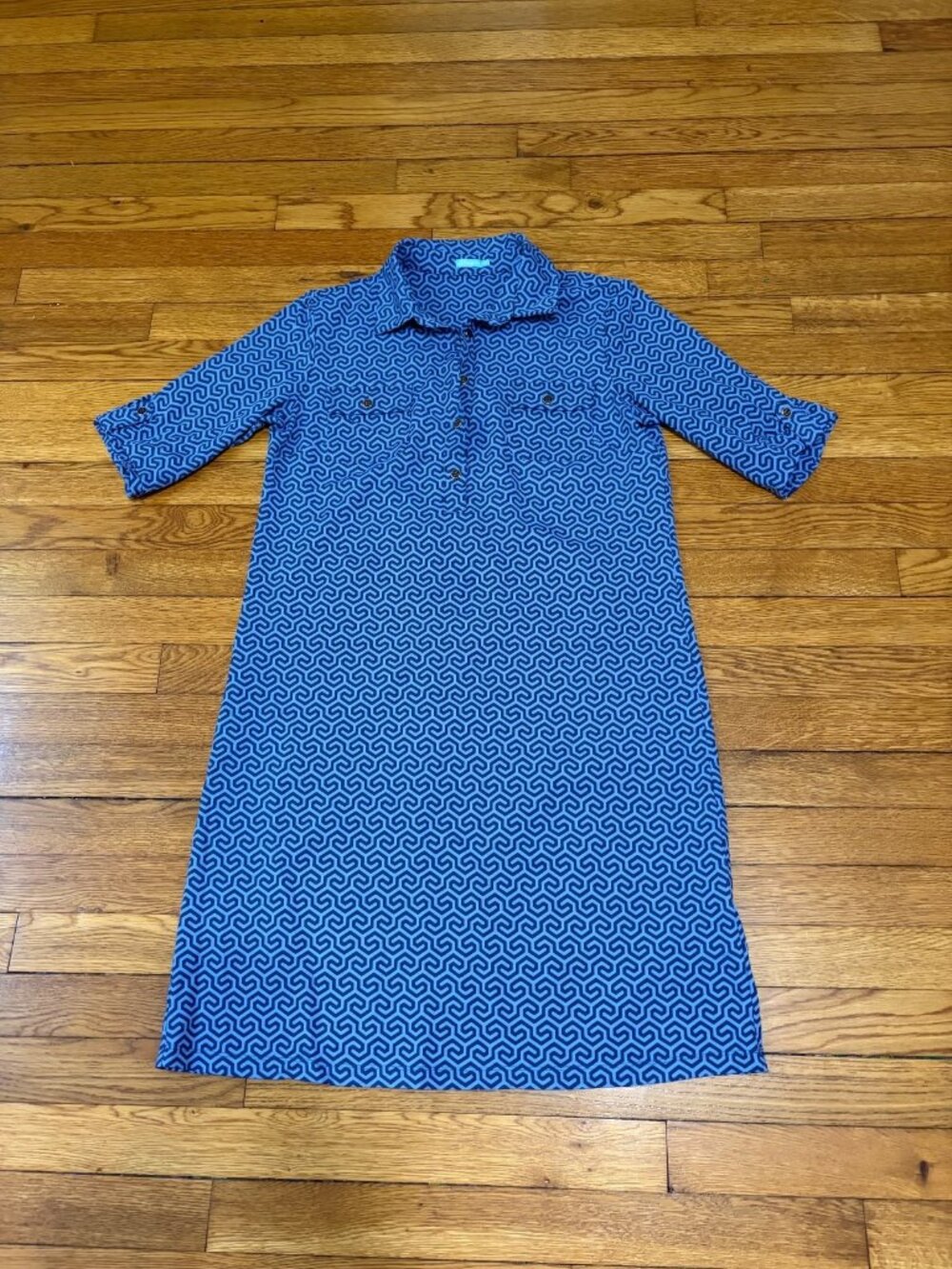 J. McLaughlin Womens Polo Shirt Dress Size Medium Blue Stretch Knee Length
